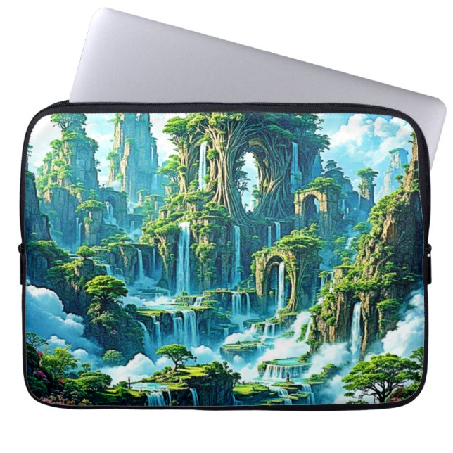 Funda Para Portátil Sueño del reino de los árboles de cascada (Frente)