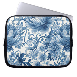 Funda Para Portátil Sueños Azules Chinoisería de Acuarela Floral