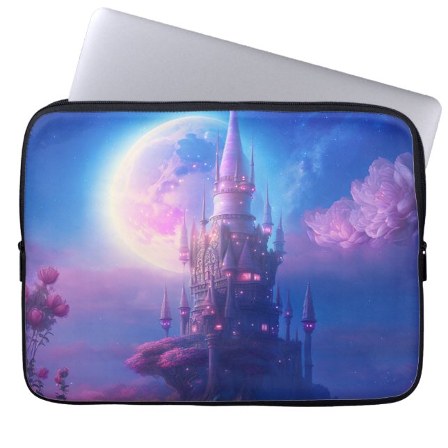 Funda Para Portátil Sueños de castillo iluminados por luna (Frente)