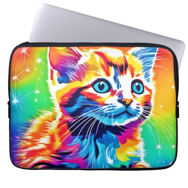 Funda Para Portátil Sueños de gatitos arcoiris (Frente)