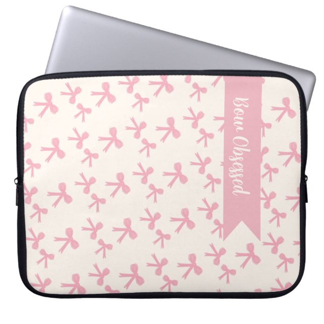 Funda para portátil Sueños de Lazo Rosa (Frente)