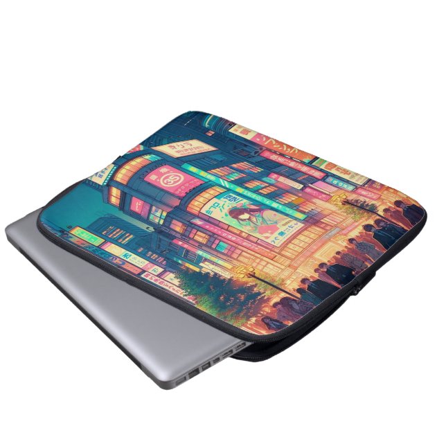 Funda Para Portátil Sueños de neón de Shibuya (Inferior anverso)
