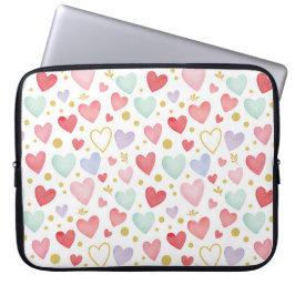 Funda Para Portátil Sueños de Pastel Corazones de Acuarela