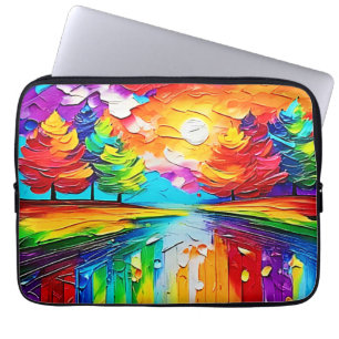 Funda Para Portátil Sueños del Atardecer en el Bosque Arcoíris