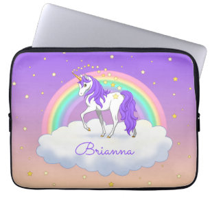 Funda Para Portátil Sueños dulces morados de Bonito con unicornio arco