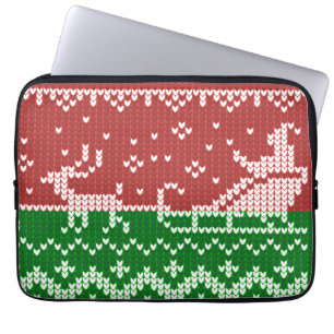 Funda Para Portátil Suéter fea Santa Claus trineo y renos