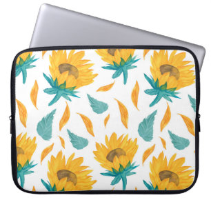 Funda Para Portátil Sunflower acuarela: Impresión botánica de verano