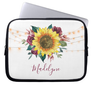 Funda Para Portátil Sunflower Luces Floral Watercolor
