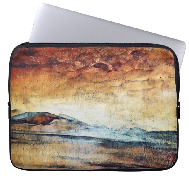 Funda Para Portátil Sunny Watercolor Mountains Landscape (Frente)
