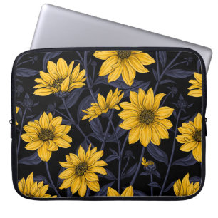 Funda Para Portátil Sunroot, girasol salvaje en amarillo y azul