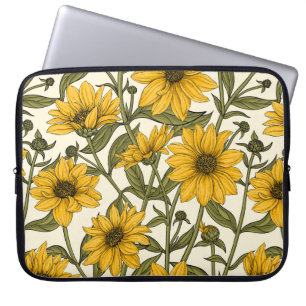 Funda Para Portátil Sunroot, girasol salvaje en blanco roto