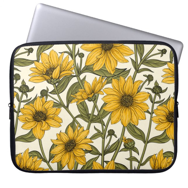 Funda Para Portátil Sunroot, girasol salvaje en blanco roto (Frente)