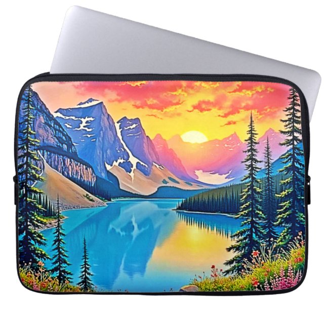 Funda Para Portátil Sunset Mountain Lake Majesty Art (Frente)
