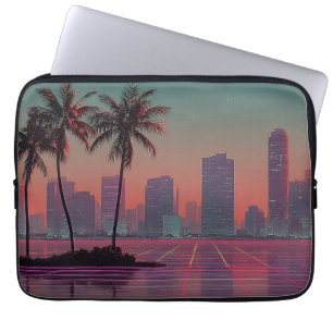 Funda Para Portátil Sunset retro de ciudades de onda sintética
