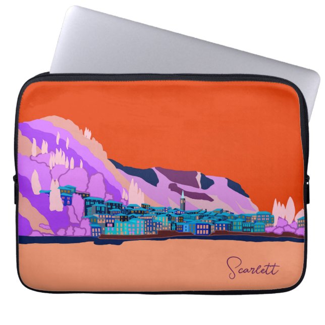 Funda Para Portátil Sunset Varenna Como Ilustracion Italia Viaje (Frente)