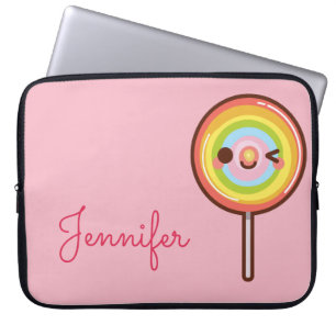 Funda Para Portátil Súper lindo kawaii arco iris lollipop monograma ro