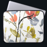 Funda Para Portátil Superposición de flores - Flores y tallas de color<br><div class="desc">Superposición de flores II de Jennifer Goldberger. Flores y tallos de color acuático.</div>