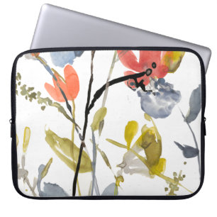Funda Para Portátil Superposición de flores - Flores y tallas de color