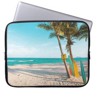 Funda Para Portátil Surf board en la playa tirando almohada