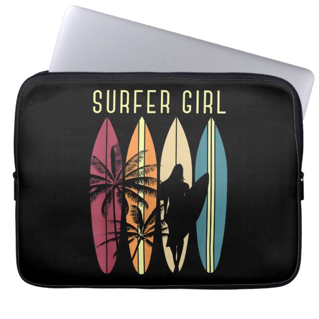 Funda Para Portátil Surfista Chica Surfboard Chicas Surf Oce (Frente)