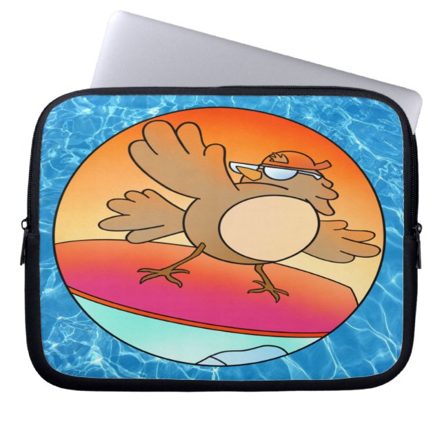 Funda Para Portátil Surfista De Aves De Verano (Frente)