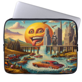 Funda Para Portátil "Surreal Cityscape con Sol Antropomórfico"