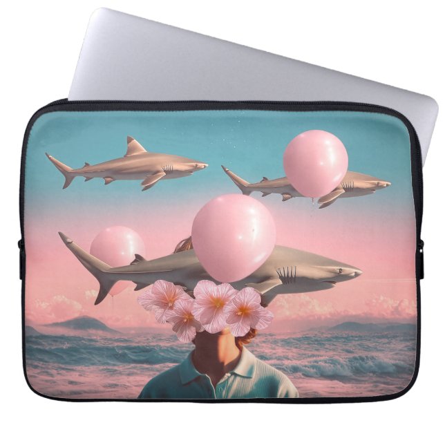 Funda Para Portátil Surreal Dreamscape with Sharks and Balloons (Frente)