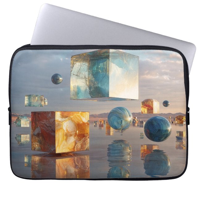Funda Para Portátil Surreal Floating Cubes And Spheres (Frente)