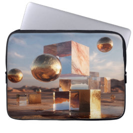 Funda Para Portátil Surreal Geometric Composition With Golden Spheres