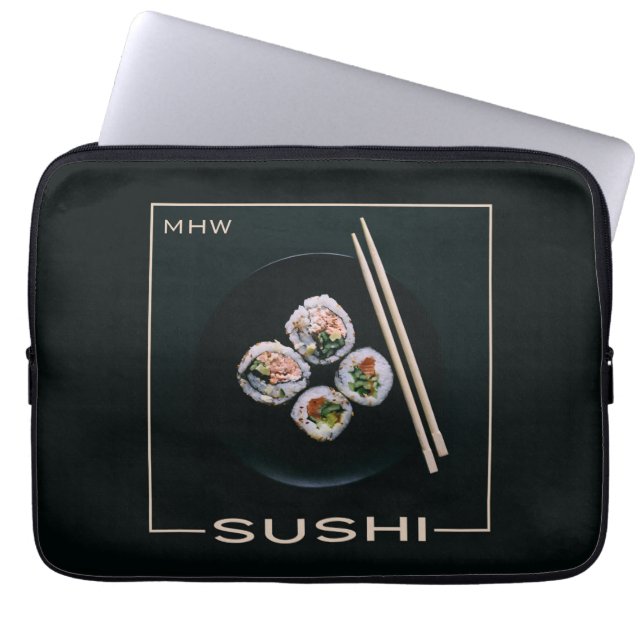 Funda Para Portátil Sushi personalizado monograma mangas para portátil (Frente)