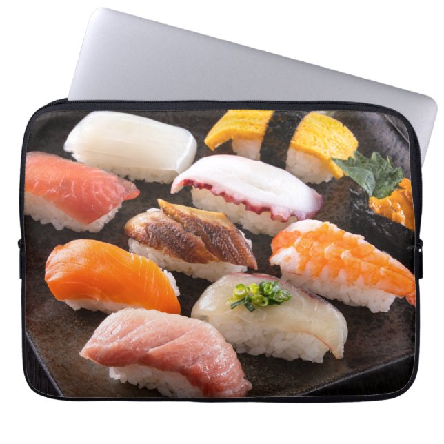 Funda Para Portátil Sushi Symphony – Vibrant Nigiri Art Laptop Sleeve (Frente)