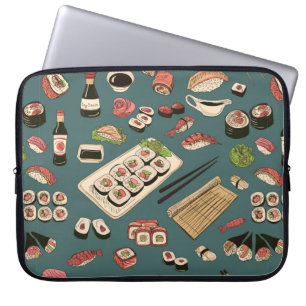 Funda Para Portátil Sushi y rodillos de color sin fisuras, excelente