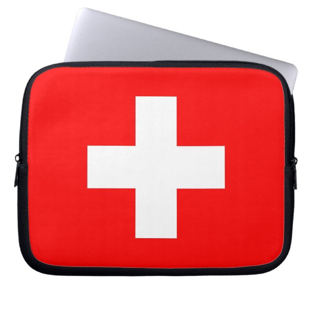Funda Para Portátil Suspensión de portátil con bandera de Suiza (Frente)