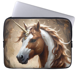 Funda Para Portátil Susurros De La Fantasía Marrón Y Blanca Unicornio,