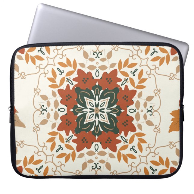 Funda Para Portátil Susurros de otoño: mezcla geométrica floral (Frente)