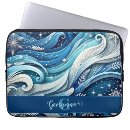 Funda Para Portátil Swirls de invierno ondulado y azul y escarpado per