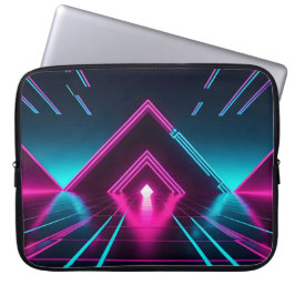 Funda Para Portátil Synthwave Neon Pyramid Tunnel Glowing Cyberpunk
