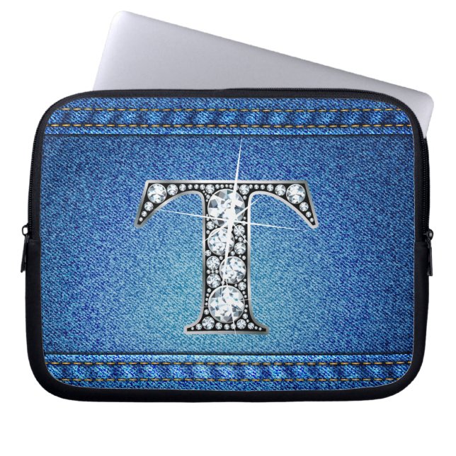 Funda Para Portátil T "Diamante" Denim Stitching Electronics Bag (Frente)