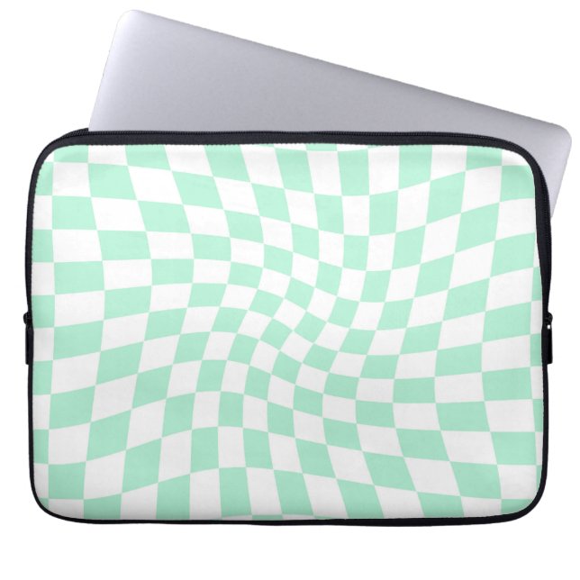 Funda Para Portátil Tablero de ajedrez retro pastelero de tinta verde (Frente)