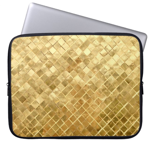 Funda Para Portátil Tablero de cheques dorados de otoño (Frente)