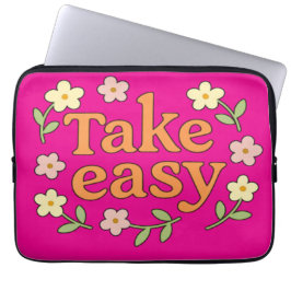 Funda Para Portátil Take Easy: Positive Retro Floral Illustration