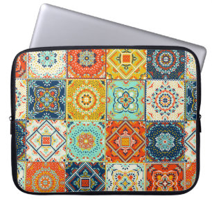 Funda Para Portátil Talavera, Azulejos, tapicería de mosaicos turcos.