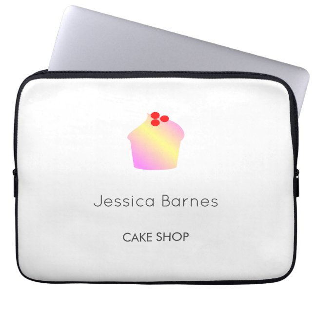 Funda Para Portátil Taller de pastelería silueta de bizcocho blanco (Frente)