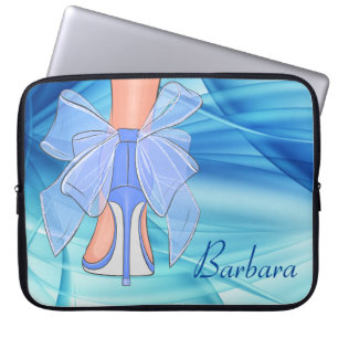 Funda Para Portátil Talón alto de seda azul personalizado