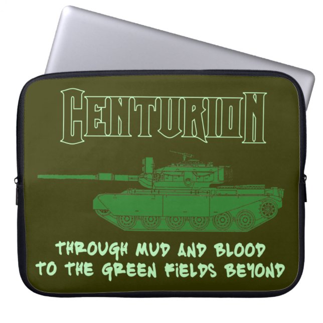 Funda Para Portátil Tanque de centurión con lema clásico. (Frente)