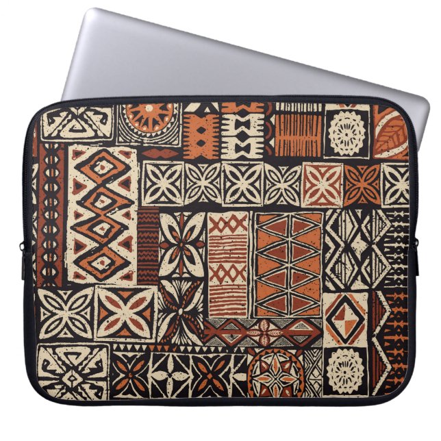 Funda Para Portátil Tapa hawaiano: Patchwork tribal (Frente)