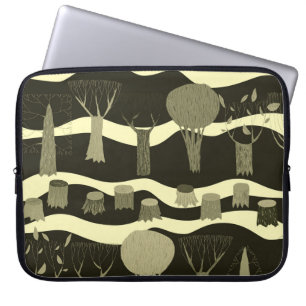 Funda Para Portátil Tapiz de bosques grises: patrón de árboles.
