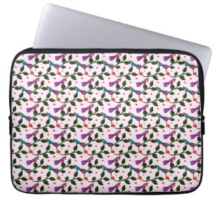 Funda Para Portátil Tapiz de Patrón Continuo Floral de Ave Colorida