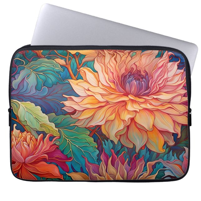 Funda Para Portátil Tapiz floral de Dahlia (Frente)