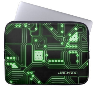 Funda Para Portátil Tarjeta de circuito verde neón Personalizado